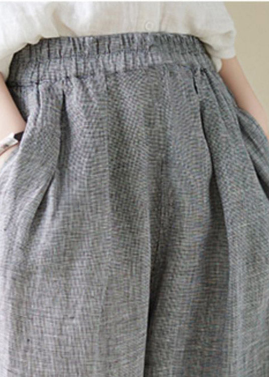 Plus Size Light Grey Elastic Waist Solid Linen Lantern Pants Summer LY4415 - fabuloryshop