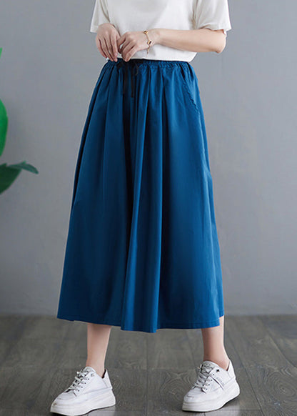 Plus Size Navy Tie Waist Solid Crop Pants Skirt Summer LY4974 - fabuloryshop