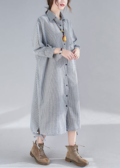 Plus Size Plaid Peter Pan Collar Button Side Open Long Shirts Dress Fall LY4485 - fabuloryshop