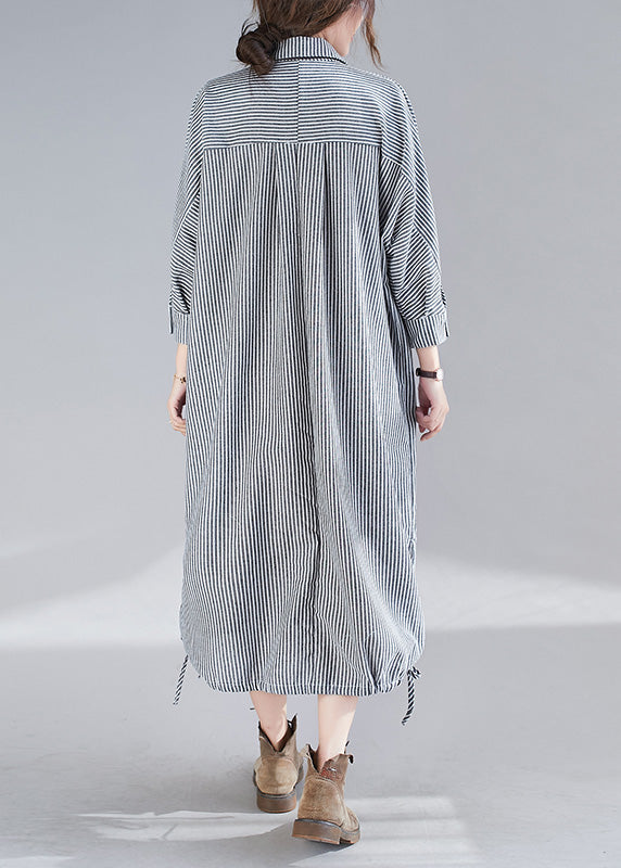 Plus Size Plaid Peter Pan Collar Button Side Open Long Shirts Dress Fall LY4485 - fabuloryshop