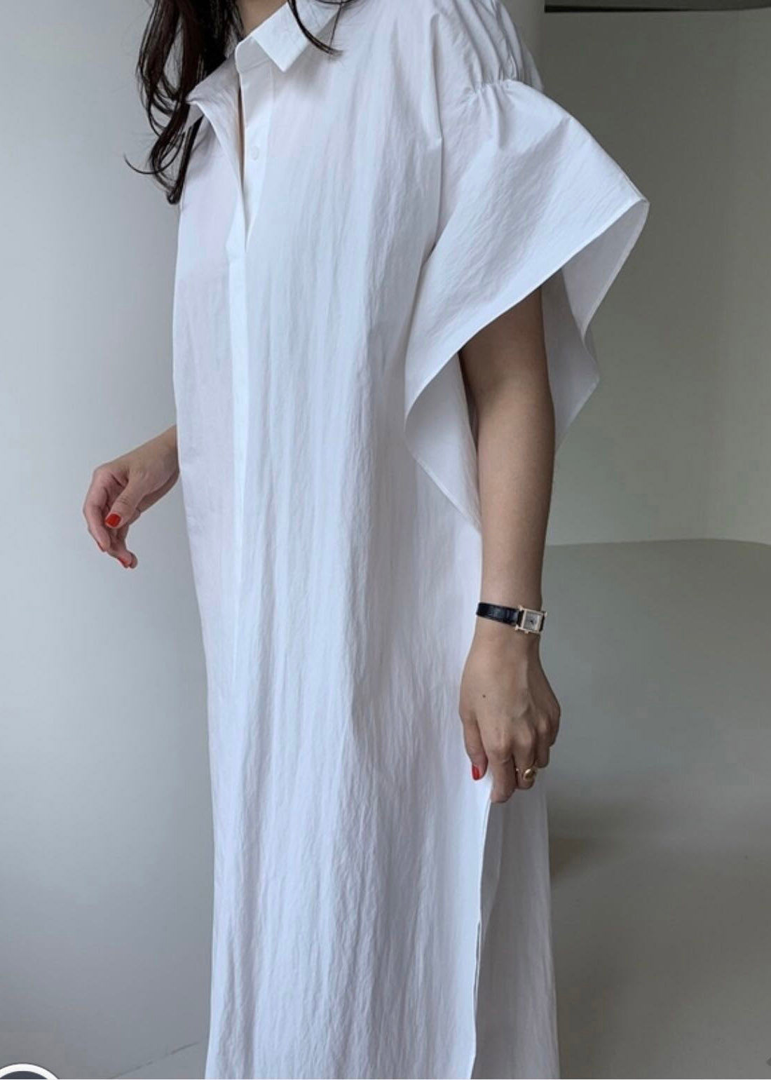 Plus Size White Peter Pan Collar Button Cozy Long Shirt Dress Summer LY2919 - fabuloryshop