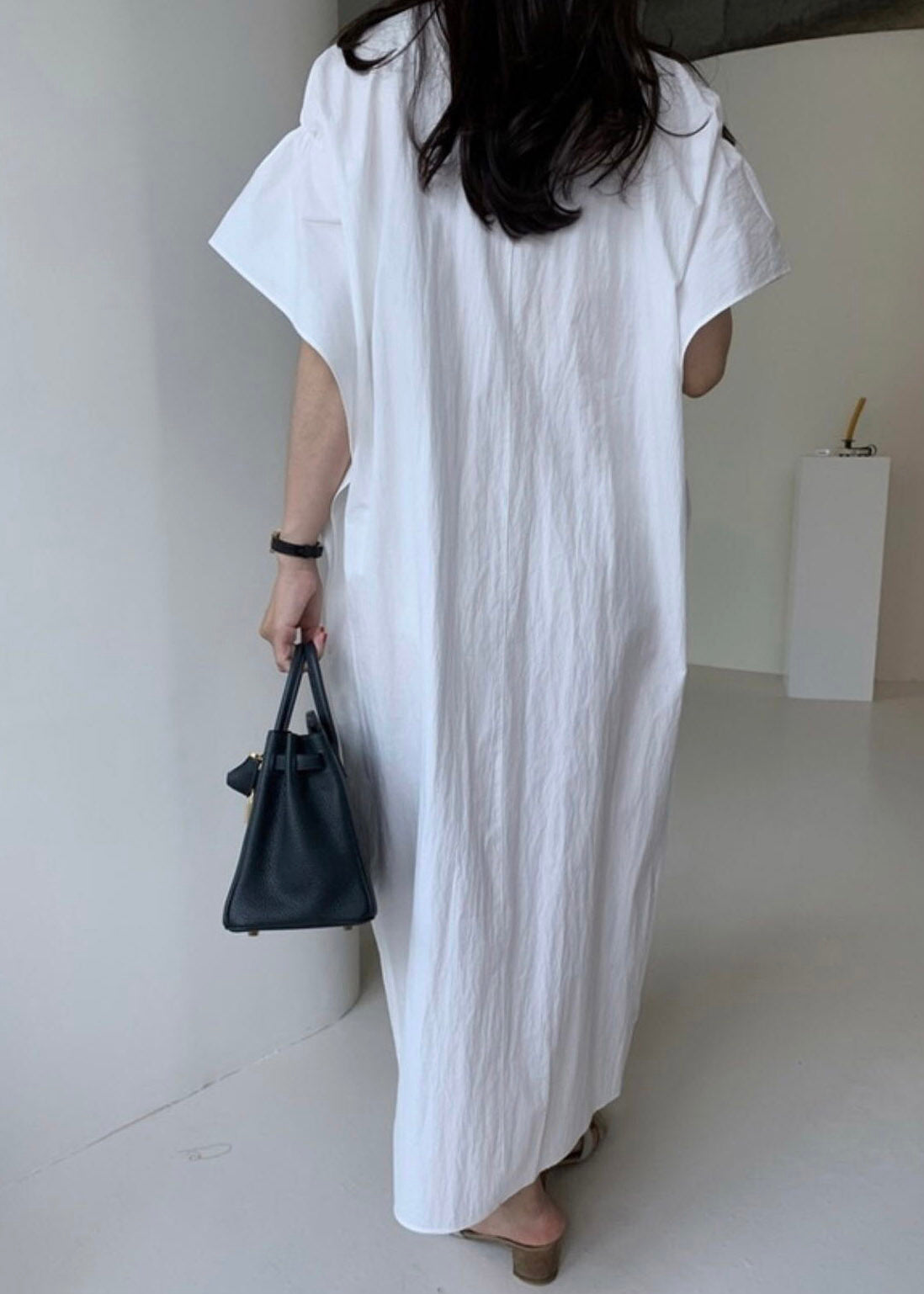 Plus Size White Peter Pan Collar Button Cozy Long Shirt Dress Summer LY2919 - fabuloryshop