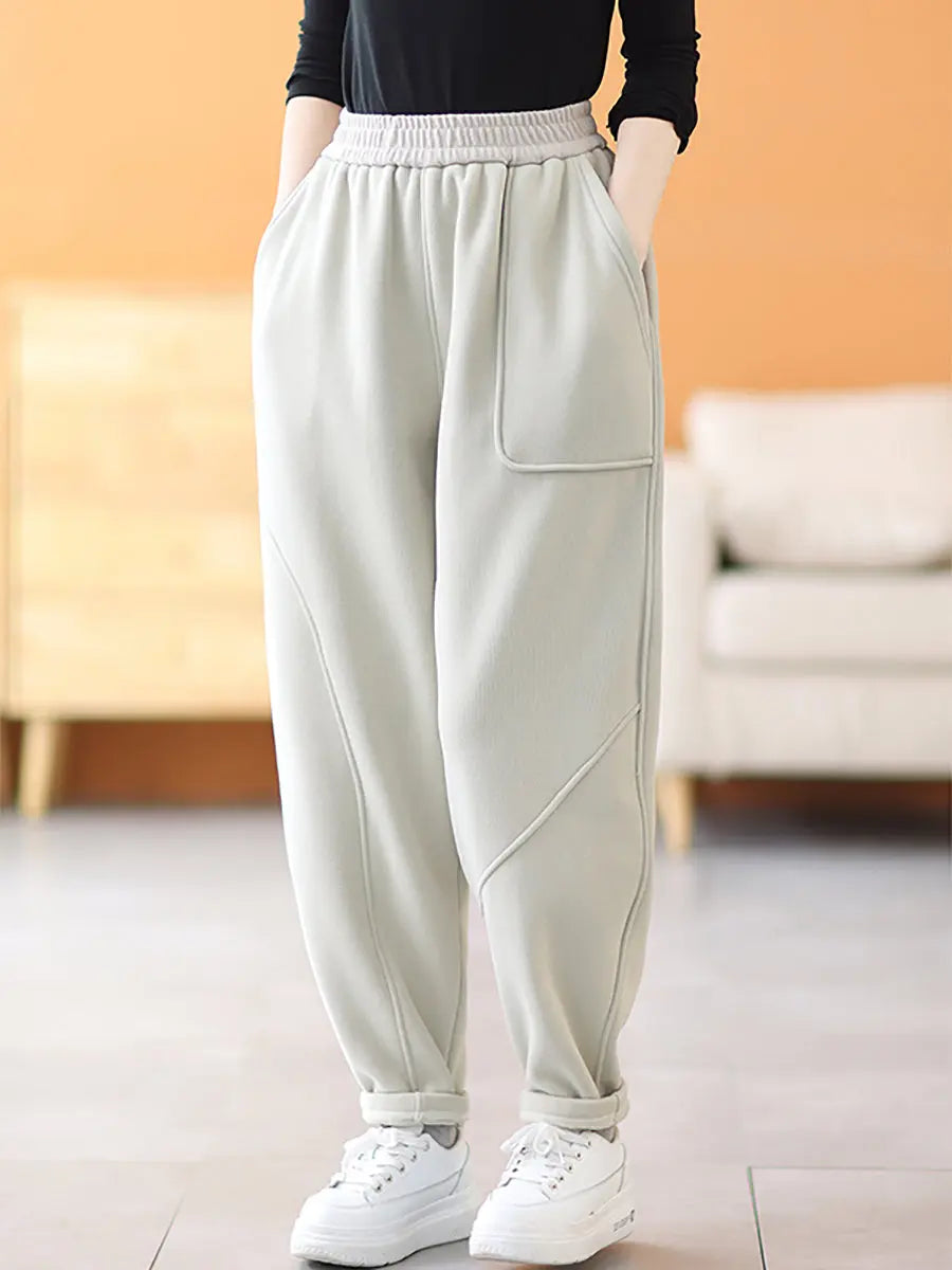 Plus Size Women Casual Winter Fleece-lined Harem Pants Ada Fashion