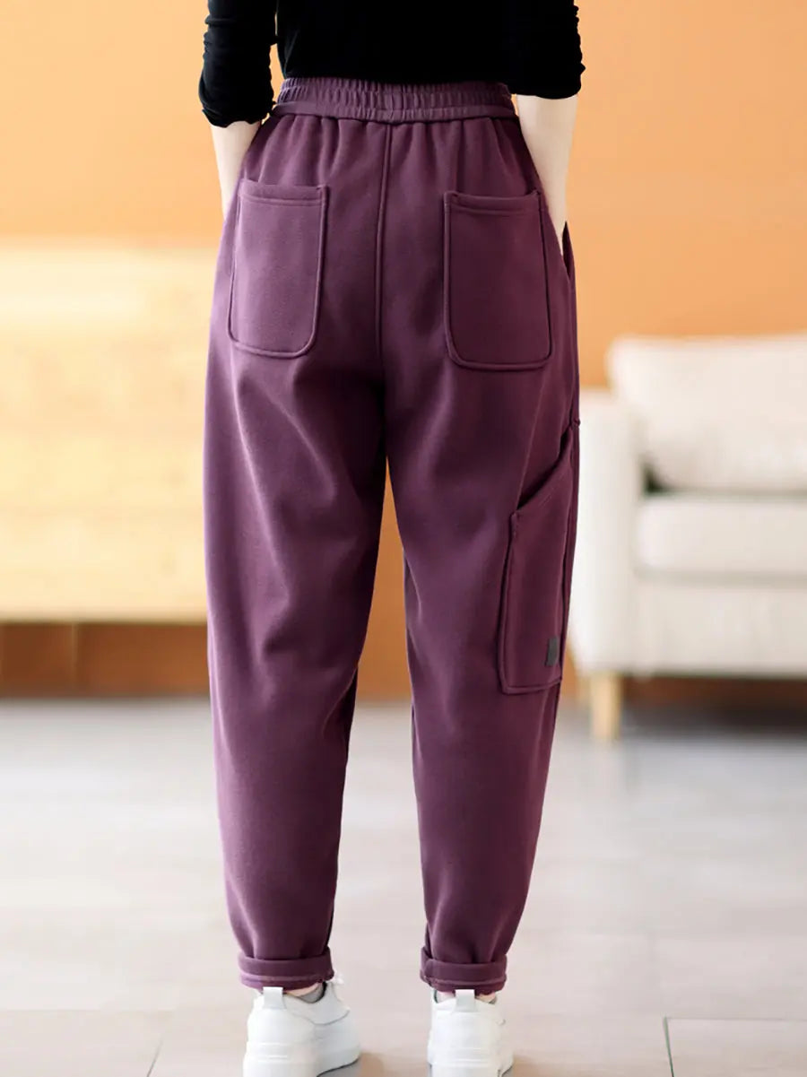 Plus Size Women Casual Winter Fleece-lined Harem Pants Ada Fashion