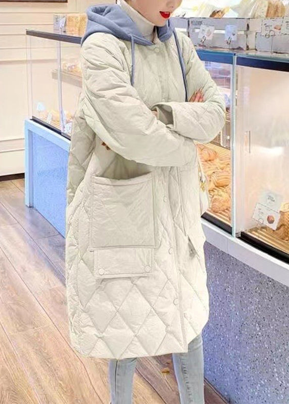 Plus Size Yellow Pockets Patchwork Drawstring Button Hooded Parka Long Sleeve Ada Fashion