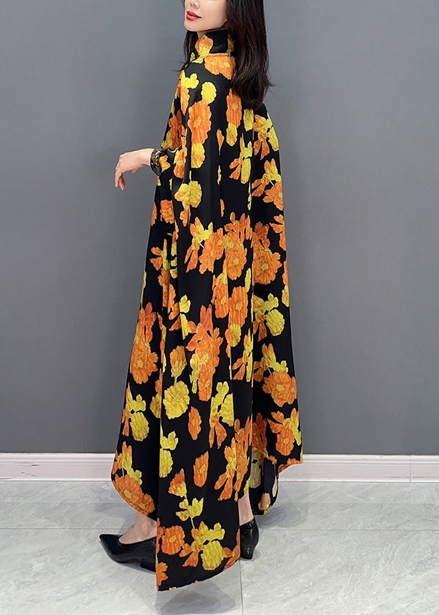 Plus Size Yellow Stand Collar Maxi Dresses Spring LY4297 - fabuloryshop