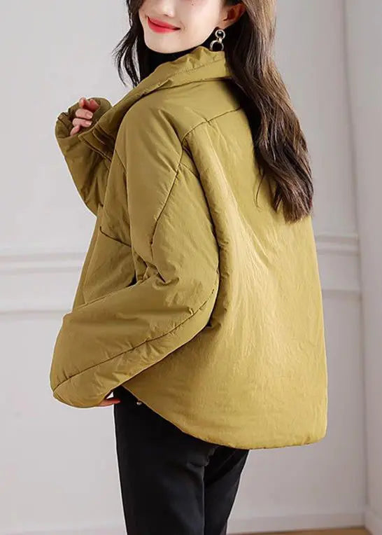 Plus Size Yellow Zip Up Pockets Patchwork Parka Winter Ada Fashion