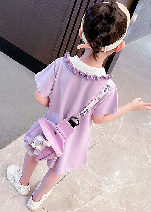 Purple  Patchwork Cotton Baby Girls Dress Ruffled Summer LY5517 - fabuloryshop