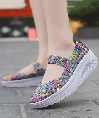 Purple Casual Comfortable Knit Fabric Splicing Wedge Shoes Ada Fashion