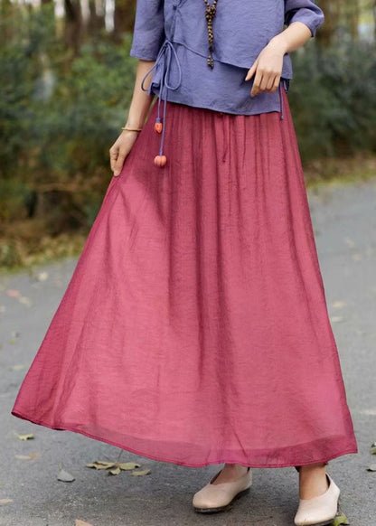 Purple Patchwork Cotton Skirts Elastic Waist Wrinkled Summer LY5044 - fabuloryshop