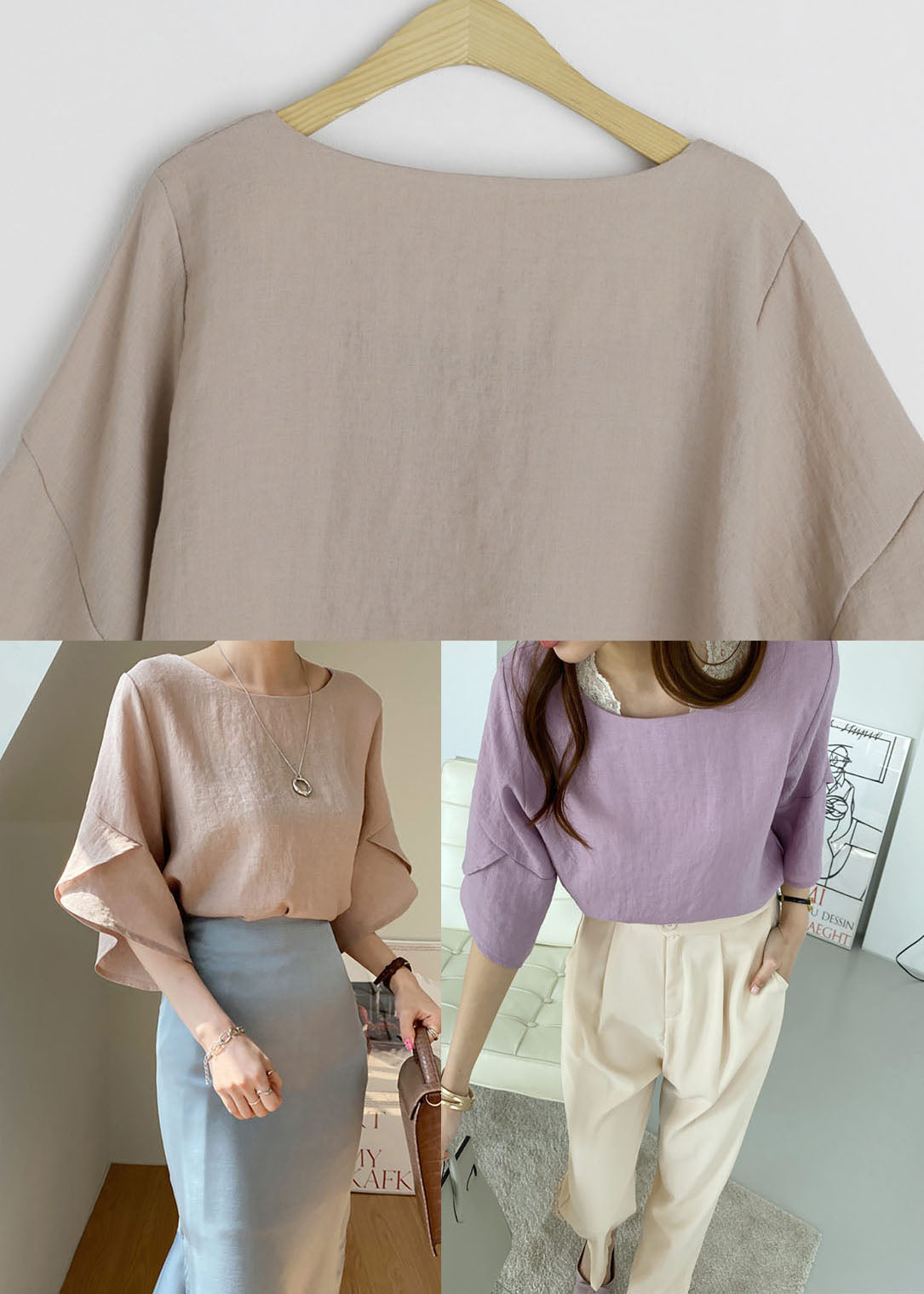 Purple Patchwork Linen Shirt Top Ruffles Slim Fit Summer LY1356 - fabuloryshop