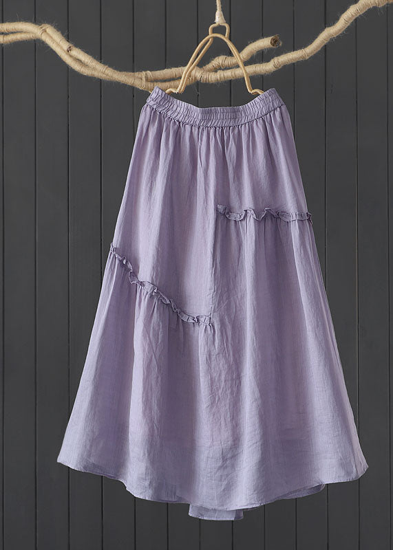 Purple Patchwork Linen Skirts Wrinkled Exra Large Hem Summer Ada Fashion