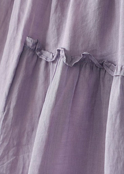 Purple Patchwork Linen Skirts Wrinkled Exra Large Hem Summer Ada Fashion