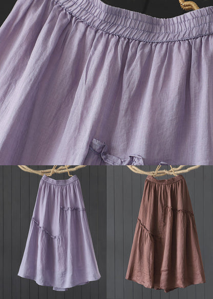 Purple Patchwork Linen Skirts Wrinkled Exra Large Hem Summer Ada Fashion