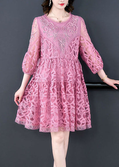 Purple Patchwork Tulle Dress Embroideried O-Neck Summer LY4613 - fabuloryshop