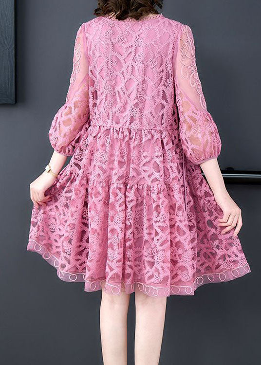 Purple Patchwork Tulle Dress Embroideried O-Neck Summer LY4613 - fabuloryshop