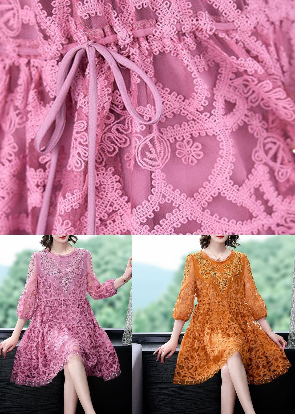 Purple Patchwork Tulle Dress Embroideried O-Neck Summer LY4613 - fabuloryshop