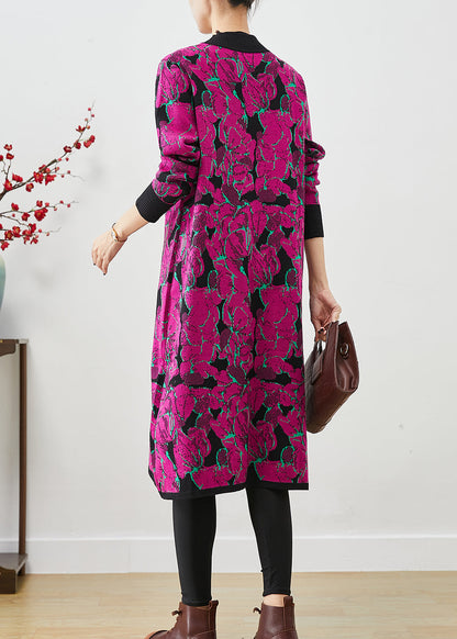 Purple Print Silm Fit Knit Robe Dresses Give Scarf Fall Ada Fashion