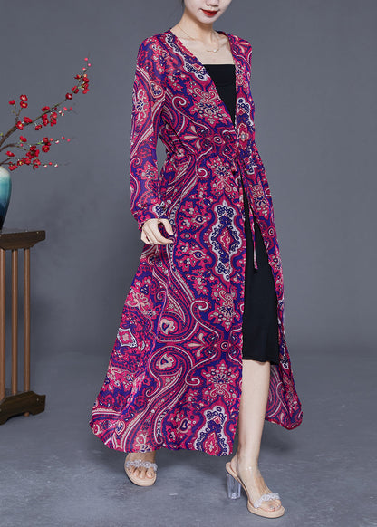 Purple Print Slim Fit Chiffon UPF 50+ Long Cardigan Summer LY2327 - fabuloryshop