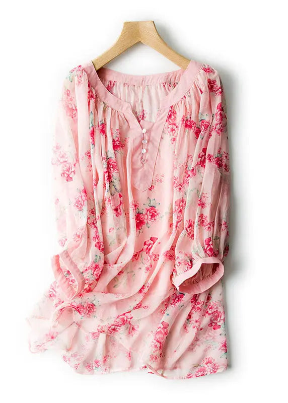 Quality Pink V Neck Wrinkled Chiffon Shirts And Spaghetti Strap Two Pieces Set Lantern Sleeve Ada Fashion