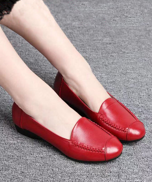 Red Casual Soft Penny Loafers Faux Leather 2023 Splicing Ada Fashion