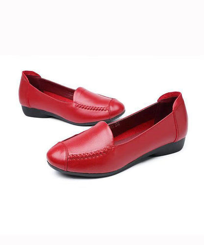 Red Casual Soft Penny Loafers Faux Leather 2023 Splicing Ada Fashion