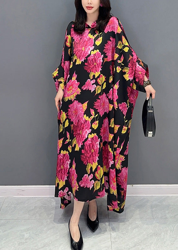 Red Print Cozy Long Dresses Long Sleeve LY4360 - fabuloryshop