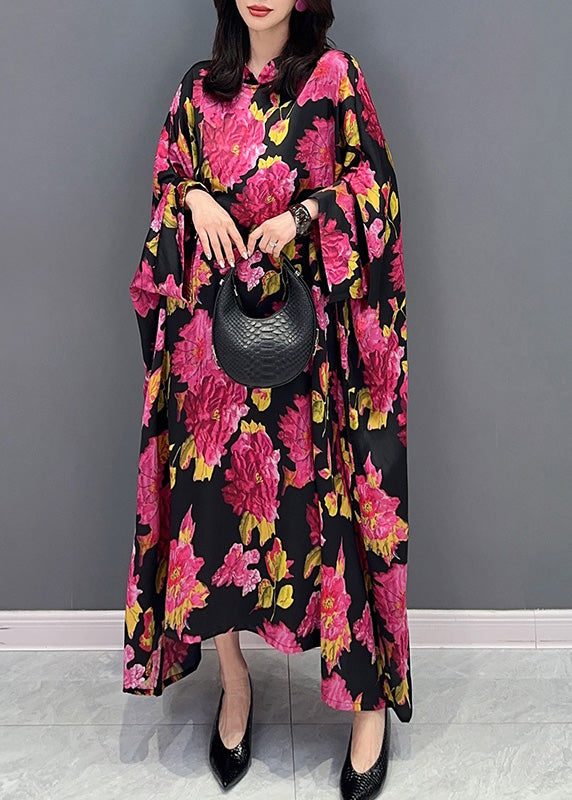 Red Print Cozy Long Dresses Long Sleeve LY4360 - fabuloryshop