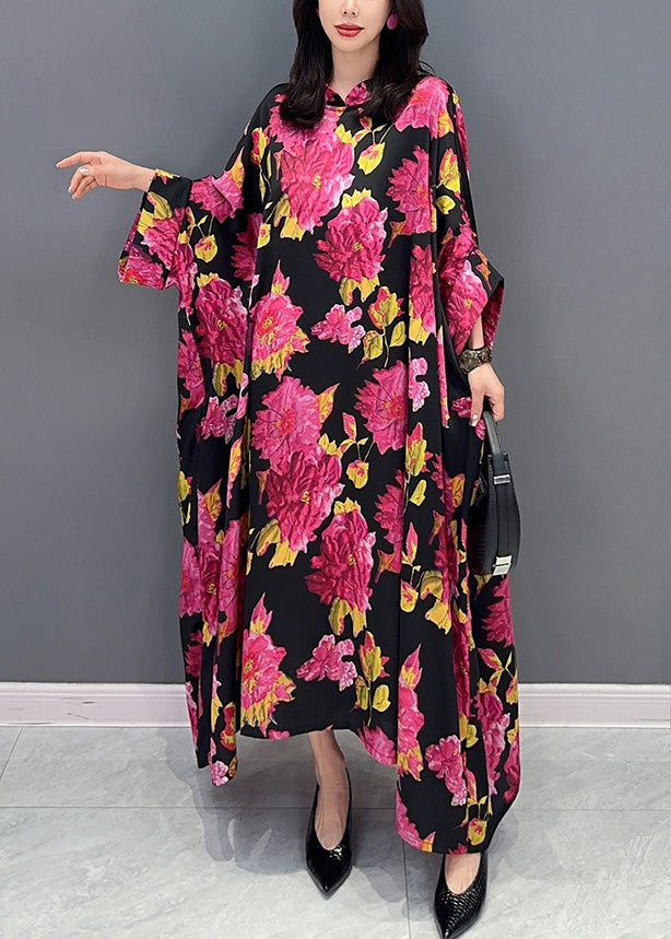 Red Print Cozy Long Dresses Long Sleeve LY4360 - fabuloryshop