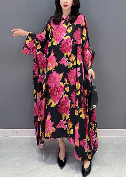 Red Print Cozy Long Dresses Long Sleeve LY4360 - fabuloryshop