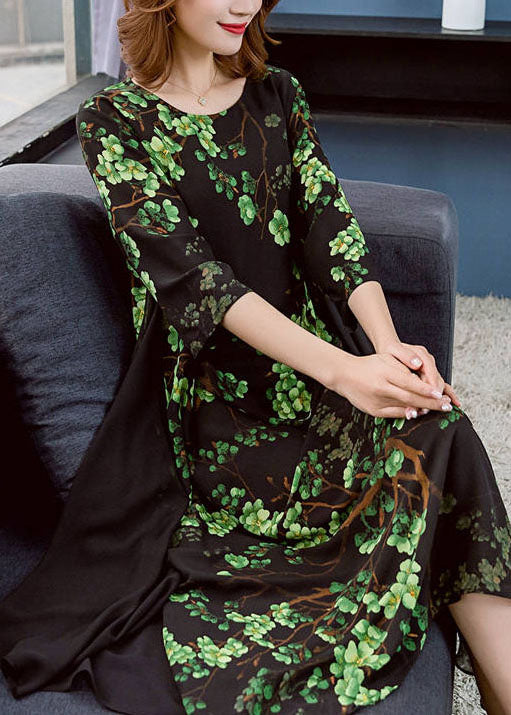 Red Print Patchwork Chiffon Dresses O Neck Wrinkled Summer Ada Fashion