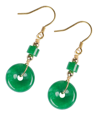 Regular Green Silver Overgild Jade Safety Buckle Drop Earrings TW1009 - fabuloryshop