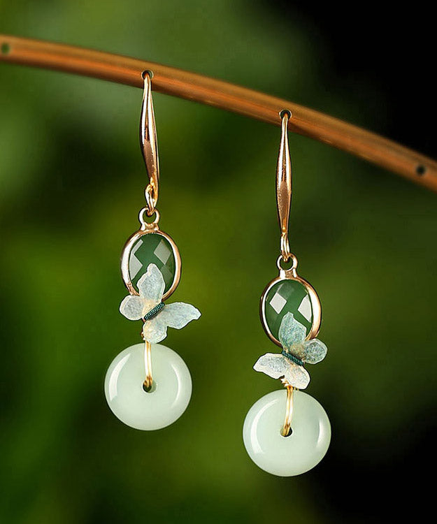 Regular Green Sterling Silver Coloured Glaze Floral Drop Earring LY2040 - fabuloryshop