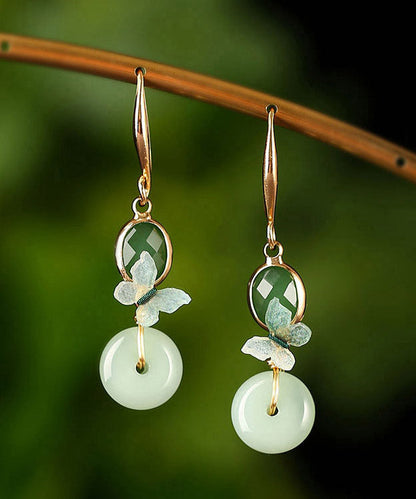 Regular Green Sterling Silver Coloured Glaze Floral Drop Earring LY2040 - fabuloryshop