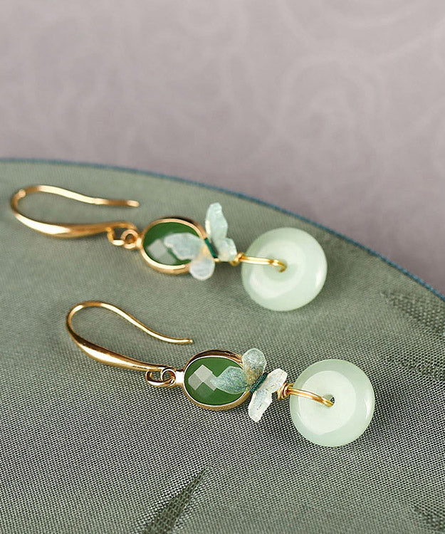 Regular Green Sterling Silver Coloured Glaze Floral Drop Earring LY2040 - fabuloryshop