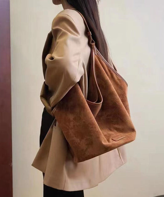 Retro Brown Large Capacity Corduroy Satchel Handbag Ada Fashion