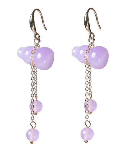 Retro Purple Overgild Chalcedony Tassel Gourd Drop Earrings LY2317 - fabuloryshop