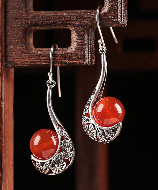 Retro Red Copper Agate Drop Earrings LY2269
