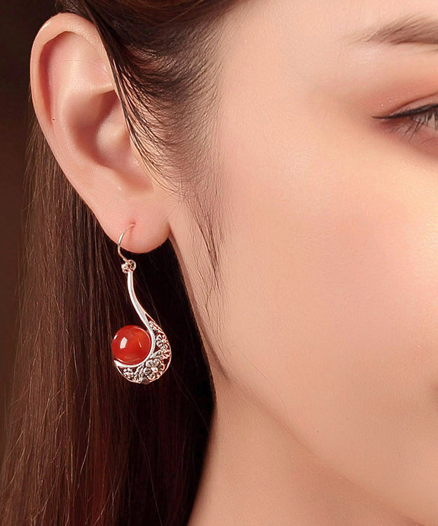 Retro Red Copper Agate Drop Earrings LY2269 - fabuloryshop