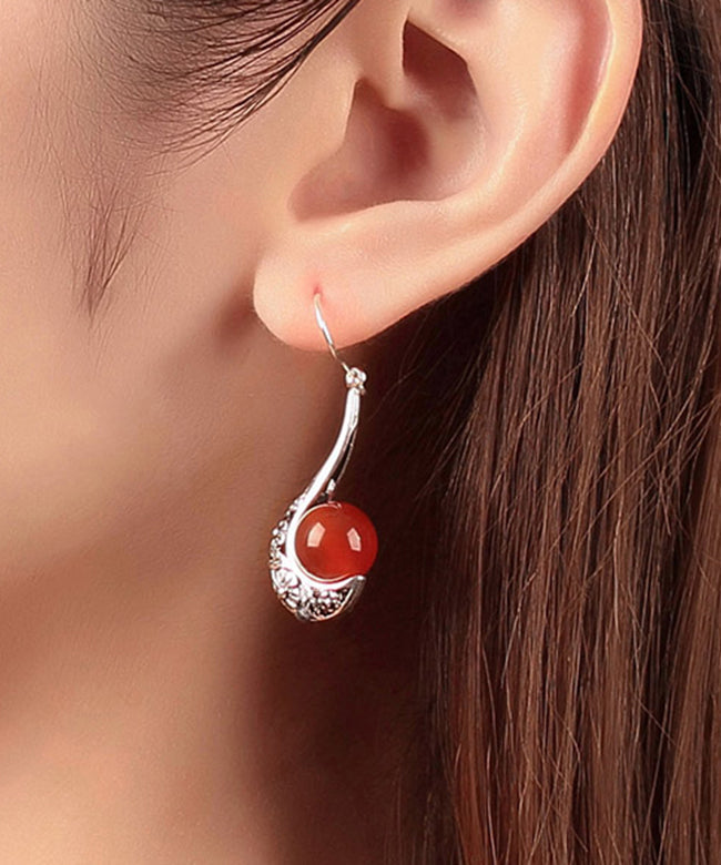 Retro Red Copper Agate Drop Earrings LY2269 - fabuloryshop