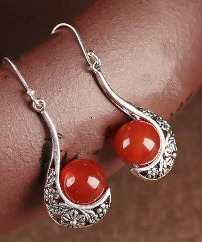 Retro Red Copper Agate Drop Earrings LY2269 - fabuloryshop