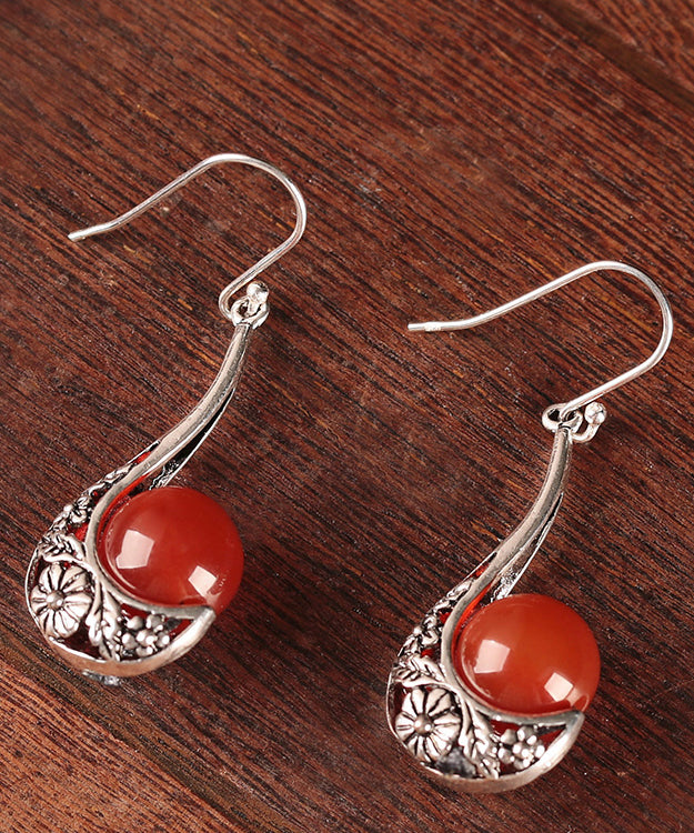 Retro Red Copper Agate Drop Earrings LY2269 - fabuloryshop