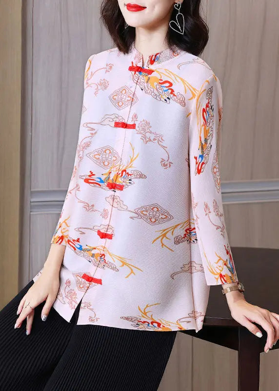 Retro Rose Print Button Cozy Shirt Fall Ada Fashion