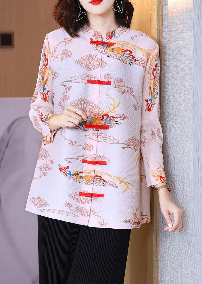 Retro Rose Print Button Cozy Shirt Fall Ada Fashion