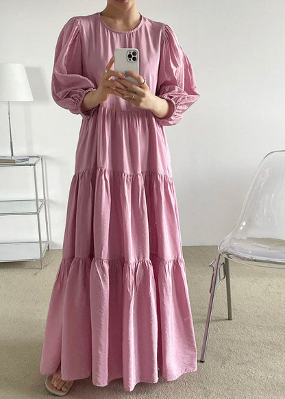 Rose Backless Cotton Long Dresses Exra Large Hem Bracelet Sleeve LY1308 - fabuloryshop