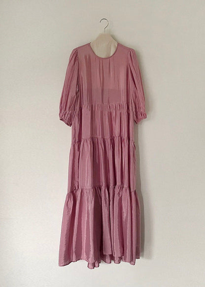 Rose Backless Cotton Long Dresses Exra Large Hem Bracelet Sleeve LY1308 - fabuloryshop