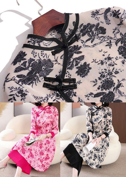 Rose Chinese Style Dress Two Piece Set Mandarin Collar Chinese Button Summer LY2734 - fabuloryshop