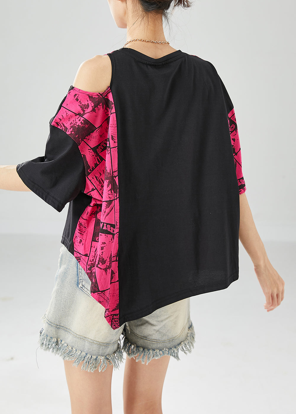 Rose Patchwork Cotton Tanks Off The Shoulder Print Summer LY6109 - fabuloryshop