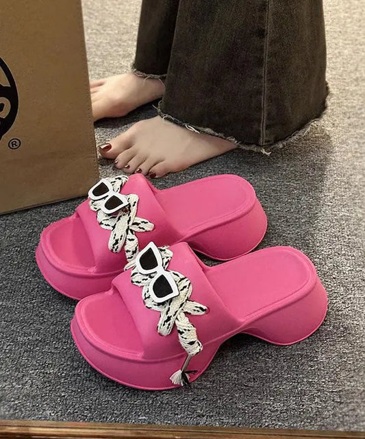 Rose Slide Sandals Platform Lace Up Fitted Splicing Peep Toe Ada Fashion