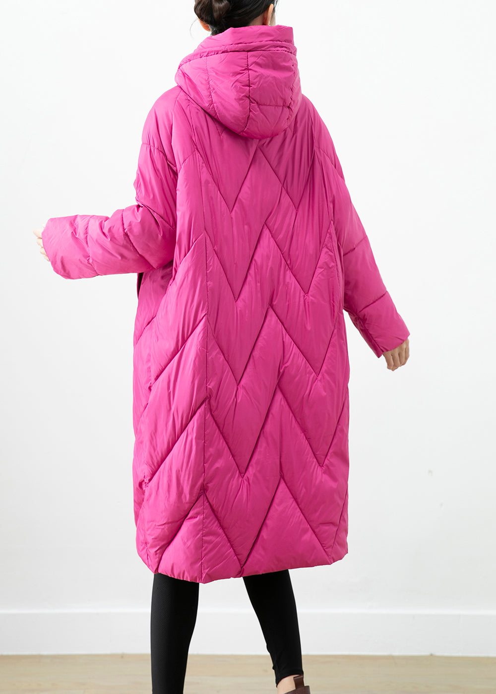 Rose Thick Cotton Filled Puffer Jacket Hooded Pockets Winter Ada Fashion